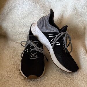 New Balance Black, Gray & White Knit Athletic Sneakers